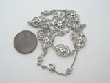 Sterling Silver Floral Scroll White Topaz Station Necklace