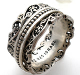 Sterling Silver Floral Spinner Band Ring Paz Size 9
