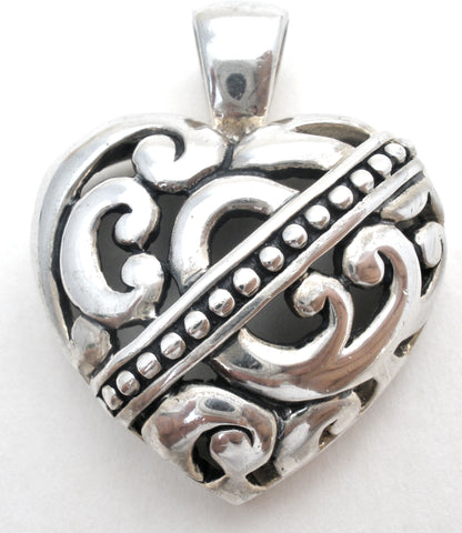 Sterling Silver Cut Out Heart Pendant Vintage