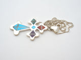 Sterling Silver Inlay Cross Pendant Necklace