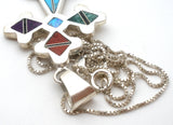 Sterling Silver Inlay Cross Pendant Necklace