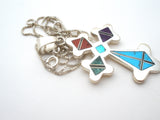 Sterling Silver Inlay Cross Pendant Necklace