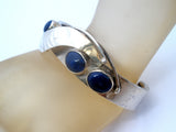 Sterling Silver Lapis Lazuli Modernist Studio Cuff Bracelet