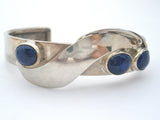 Sterling Silver Lapis Lazuli Modernist Studio Cuff Bracelet