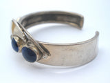 Sterling Silver Lapis Lazuli Modernist Studio Cuff Bracelet