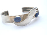 Sterling Silver Lapis Lazuli Modernist Studio Cuff Bracelet