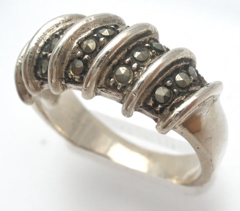 Sterling Silver Marcasite Band Ring Size 7