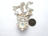 Sterling Silver Prasiolite & Marcasite Lavalier Necklace