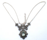 Sterling Silver Prasiolite & Marcasite Lavalier Necklace