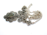 Sterling Silver Prasiolite & Marcasite Lavalier Necklace