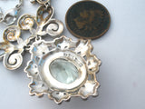 Sterling Silver Prasiolite & Marcasite Lavalier Necklace