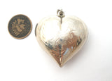 Sterling Silver Puffed Heart Pendant Vintage - The Jewelry Lady's Store