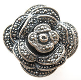 Sterling Silver Rose Ring With Marcasites Size 6