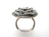 Sterling Silver Rose Ring With Marcasites Size 6
