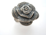 Sterling Silver Rose Ring With Marcasites Size 6