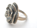 Sterling Silver Rose Ring With Marcasites Size 6