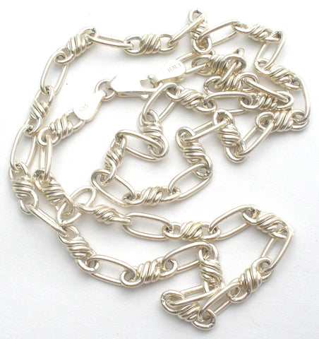Sterling Silver Twisted Link Necklace Italy