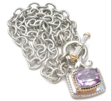 Sterling Silver & 14K Gold Amethyst Toggle Necklace Ross Simons - The Jewelry Lady's Store