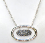 Sterling Silver & 18K Gold Oval Medallion Necklace - The Jewelry Lady's Store