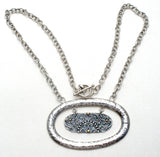 Sterling Silver & 18K Gold Oval Medallion Necklace - The Jewelry Lady's Store