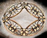 Sterling Silver & 14K Flower Brooch Pin By Symmetalic Vintage - The Jewelry Lady's Store