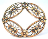 Sterling Silver & 14K Flower Brooch Pin By Symmetalic Vintage
