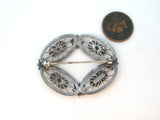 Sterling Silver & 14K Flower Brooch Pin By Symmetalic Vintage