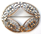 Sterling Silver & 14K Flower Brooch Pin By Symmetalic Vintage