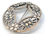 Sterling Silver & 14K Flower Brooch Pin By Symmetalic Vintage