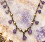Sterling Silver Amethyst Festoon Necklace 26" Long - The Jewelry Lady's Store