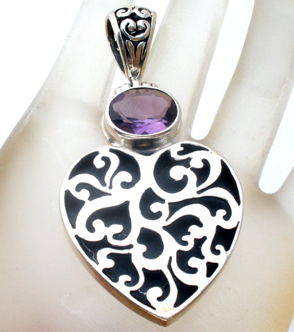 Sterling Silver Amethyst Heart Pendant