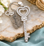 Sterling Silver Key Pendant Necklace 18" Long - The Jewelry Lady's Store