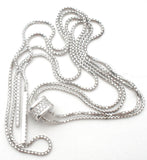 Sterling Silver Lariat Necklace With CZ's