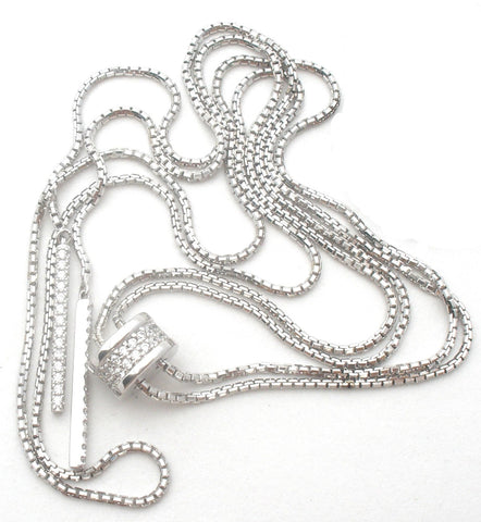 Sterling Silver Lariat Necklace With CZ's