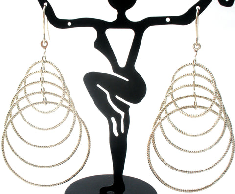 Sterling Silver Multi Circle Dangle Earrings