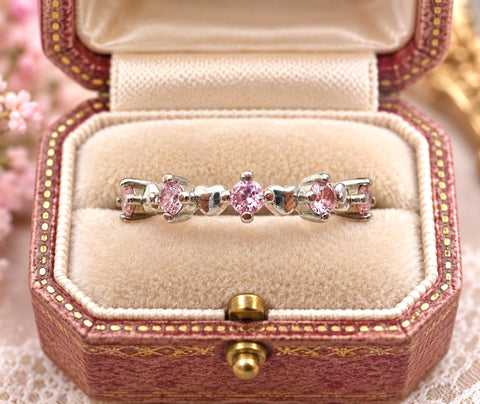 Sterling Silver Pink Ice Heart Ring Size 7.75