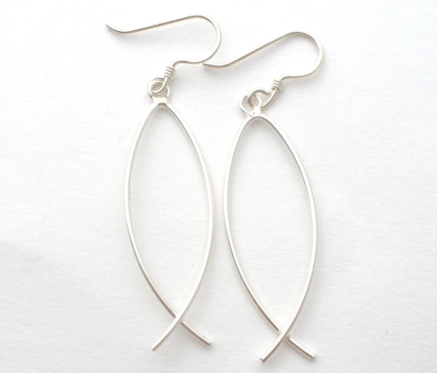 Sterling Silver Religious Fish Earrings Sterling Silver