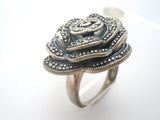 Sterling Silver Rose Ring With Marcasites Size 6