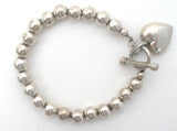 Sterling Silver Pearl Bead Bracelet With Heart Charm - The Jewelry Lady's Store