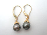Tahitian Pearl Earrings 14K Gold Vintage - The Jewelry Lady's Store