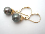 Tahitian Pearl Earrings 14K Gold Vintage - The Jewelry Lady's Store