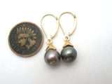 Tahitian Pearl Earrings 14K Gold Vintage - The Jewelry Lady's Store