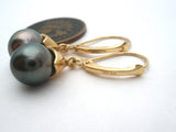 Tahitian Pearl Earrings 14K Gold Vintage - The Jewelry Lady's Store