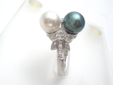 Tahitian & White Pearl Star Diamond Ring 14K Gold - The Jewelry Lady's Store