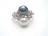 Tahitian & White Pearl Star Diamond Ring 14K Gold - The Jewelry Lady's Store