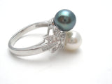 Tahitian & White Pearl Star Diamond Ring 14K Gold - The Jewelry Lady's Store