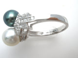 Tahitian & White Pearl Star Diamond Ring 14K Gold - The Jewelry Lady's Store