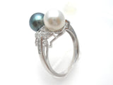 Tahitian & White Pearl Star Diamond Ring 14K Gold - The Jewelry Lady's Store