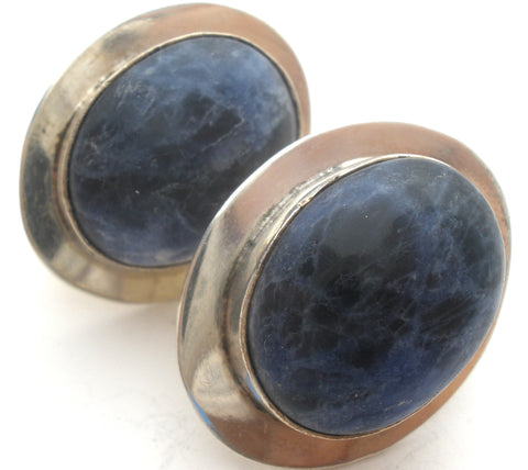Taxco Blue Sodalite Earrings Sterling Silver Vintage