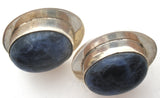 Taxco Blue Sodalite Earrings Sterling Silver Vintage - The Jewelry Lady's Store